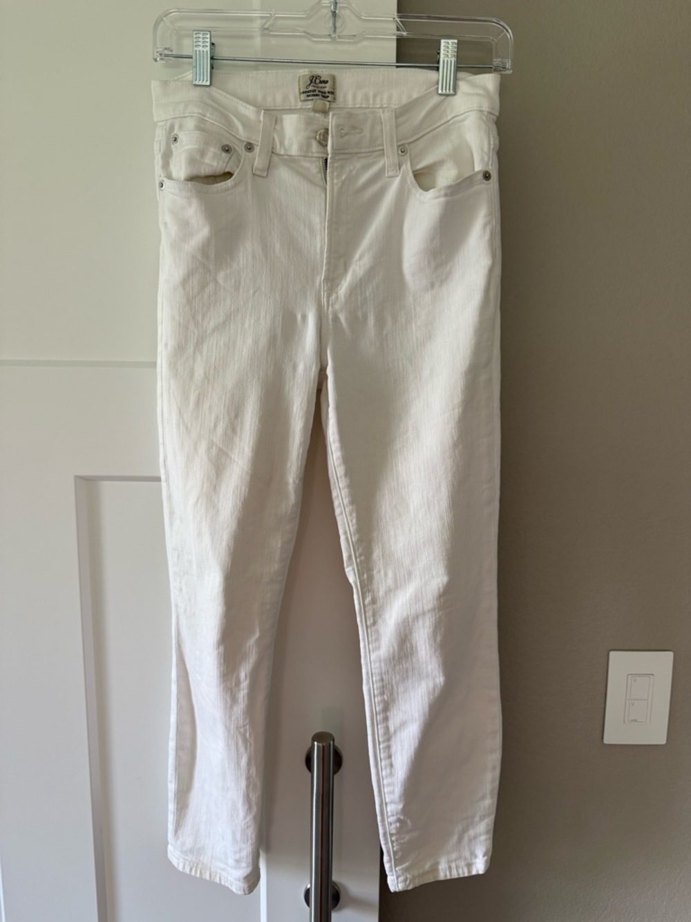 J Crew Lookout High Rise Skinny Crop White Jeans
